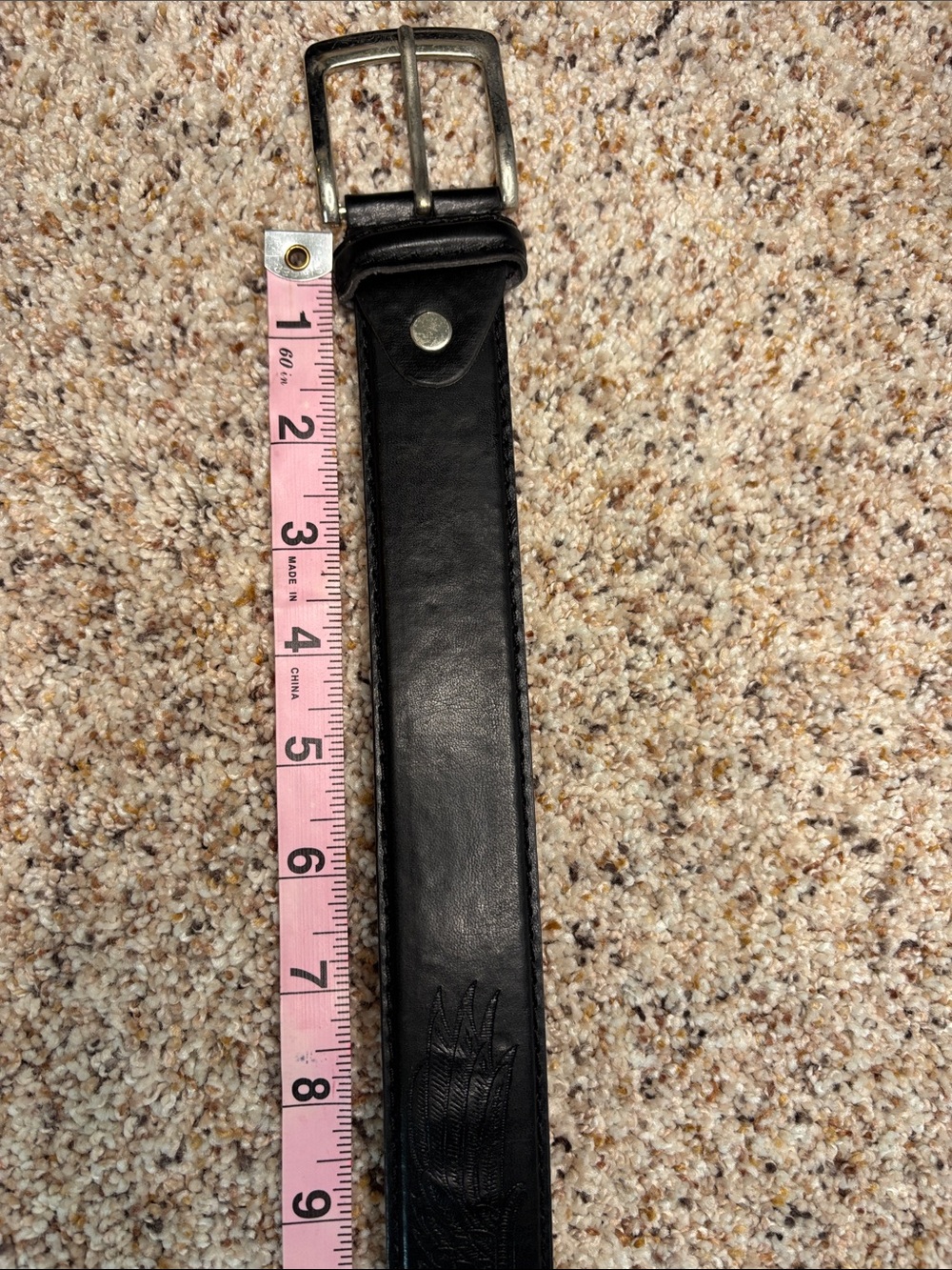 Black Leather Men's Belt with Silver Buckle
